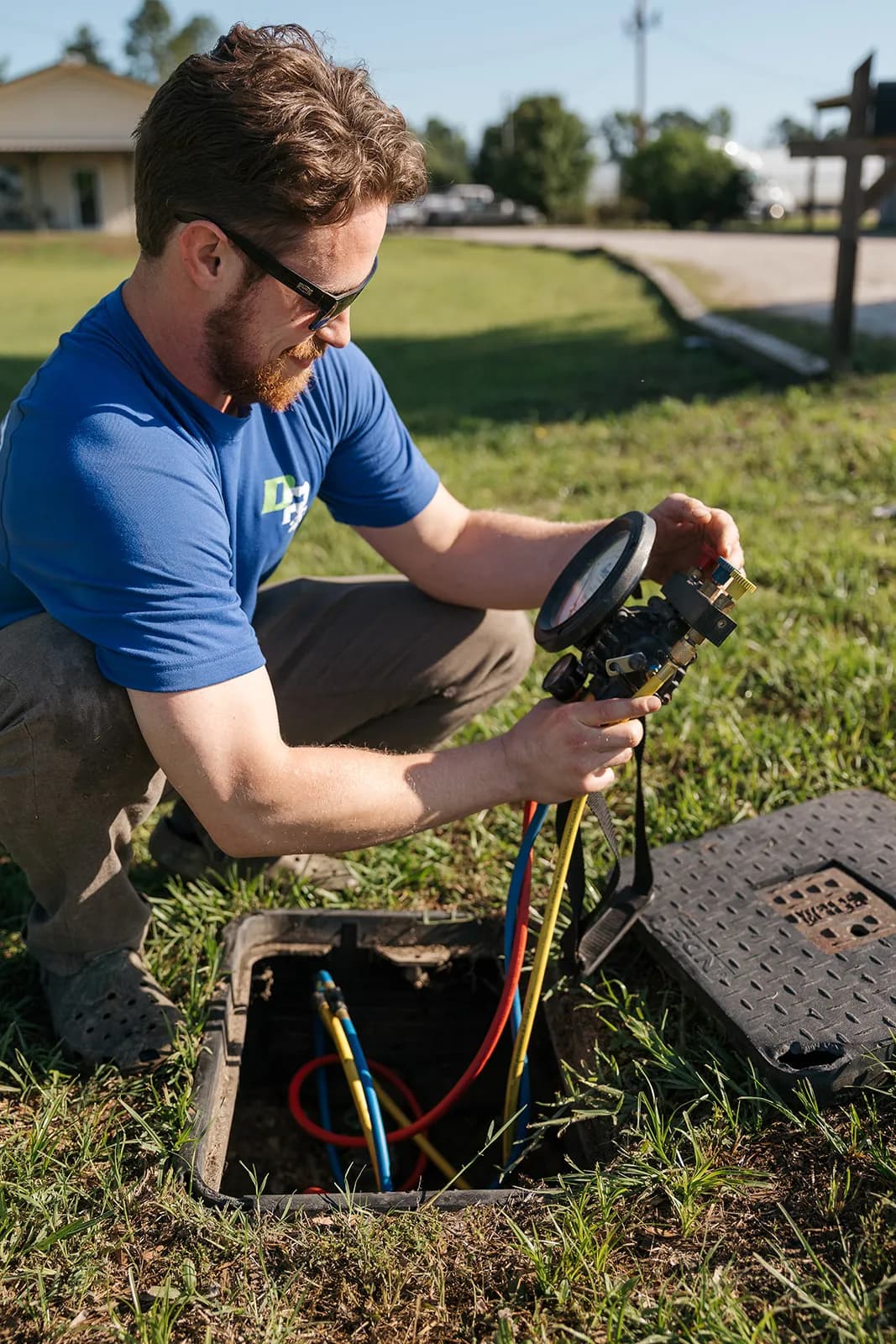 A Dr Rooter technician on the job in Lexington, SC